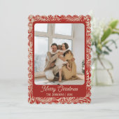 赤いヴィンテージフォトクリスマスカード シーズンカード (スタンド正面)