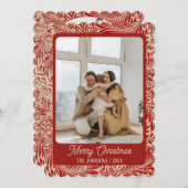 赤いヴィンテージフォトクリスマスカード シーズンカード (正面/裏面)