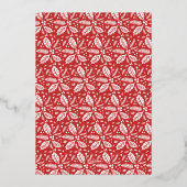 赤いヴィンテージホリー傾斜スナップショットフォトクリスマス 箔シーズンカード (裏面)