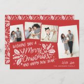 赤いヴィンテージホリー傾斜スナップショット数々の4 – 写真 シーズンカード (正面/裏面)