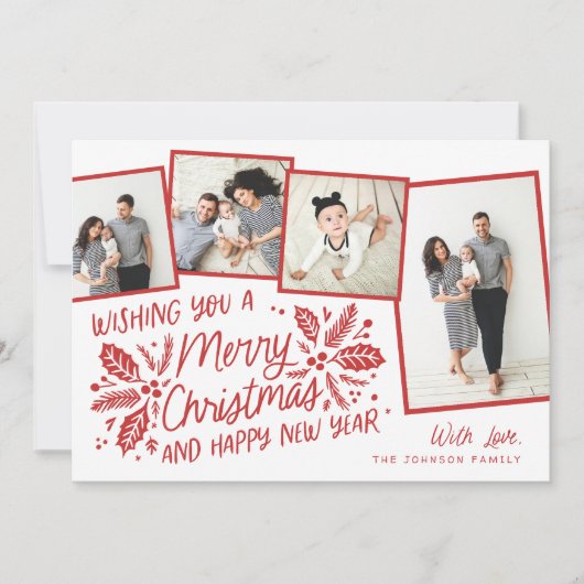 赤いヴィンテージホリー傾斜スナップショット数々の4 – 写真 シーズンカード (正面)