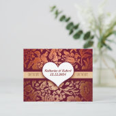 赤いヴィンテージポストカーエレガントドの日付を保存する 案内ポストカード (スタンド正面)