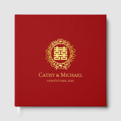 赤いヴィンテージ中国のフローラリース二重の幸福 ゲストブック (正面)