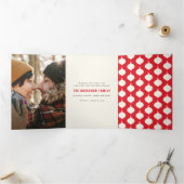 赤いヴィンテージ伝統的メリークリスマス写真 三つ折りクリスマスカード (内部)