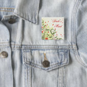 赤いヴィンテージ花花花嫁ピンバックボタン 缶バッジ (インサイチュ)