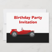 赤いヴィンテージ車を持つ誕生日のパーティの招待状 招待状 (正面)