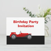 赤いヴィンテージ車を持つ誕生日のパーティの招待状 招待状 (スタンド正面)