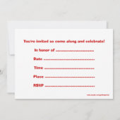 赤いヴィンテージ車を持つ誕生日のパーティの招待状 招待状 (裏面)