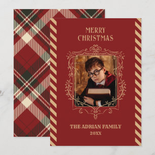赤いヴィンテージ魔法写真クリスマス シーズンカード