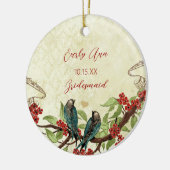 赤いヴィンテージ鳥の花嫁オーナメント セラミックオーナメント (左)