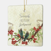 赤いヴィンテージ鳥の花嫁オーナメント セラミックオーナメント (左)