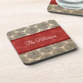 赤いヴィンテージ《植物》百日草コースターセット コースター (左側)