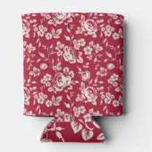 赤いヴィンテージ：白いローズシルエット。 缶クーラー (裏面)