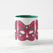 赤いヴェネツィアの猫のマスクのデザイン マグカップ (中央)