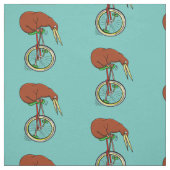 赤い一輪車の小さな茶色のキウイ ファブリック (見本)