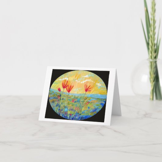 「赤い三つの花」グリーティングカード カード (正面)