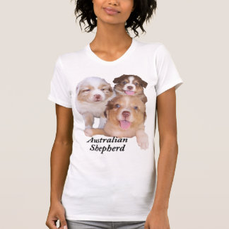 赤い三及び赤いMerleのオーストラリア人の子犬 Tシャツ