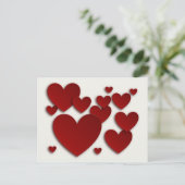 赤い三次元ハート-バレンタインデーカード シーズンポストカード (スタンド正面)