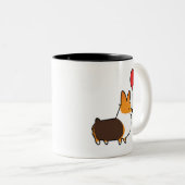 赤い三色のコーギーの気球のマグ| CorgiThings ツートーンマグカップ (正面右)