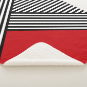 赤い三角形のストライプ白黒の シェルパブランケット (3/4)