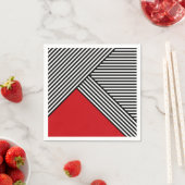 赤い三角形のストライプ白黒の スタンダードカクテルナプキン (インサイチュ)