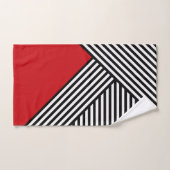 赤い三角形のストライプ白黒の バスタオルセット (ハンドタオル)