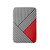 赤い三角形のストライプ白黒の バスマット (正面縦)