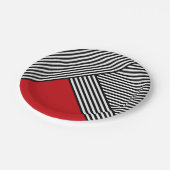 赤い三角形のストライプ白黒の ペーパープレート (アングル)