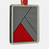 赤い三角形のストライプ白黒の メタルオーナメント (右)