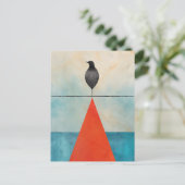 赤い三角形の上の黒い鳥 ポストカード (スタンド正面)