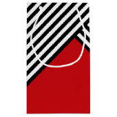 赤い三角形を持つ白ストライプ黒の スモールペーパーバッグ (裏面)