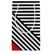 赤い三角形を持つ白ストライプ黒の スモールペーパーバッグ (正面)