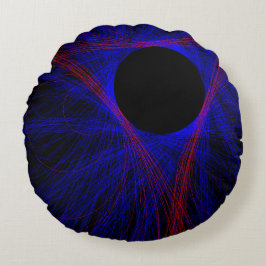 赤い三角形アクセント付き丸枕 ラウンドクッション