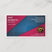 赤い三角形青い小切手トラック輸送機 名刺 (正面)