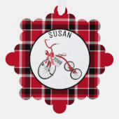 赤い三輪車の幼児の子供 – ギフトラベル- オーナメントカード (正面)