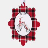 赤い三輪車の幼児の子供 – ギフトラベル- オーナメントカード (左)