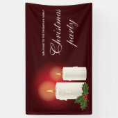 赤い上の白いクリスマスキャンドル – クリスマスパーティー 横断幕 (縦)