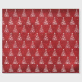 赤い上の白いクリスマススターツリー ラッピングペーパー (フラット)