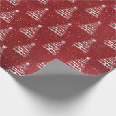 赤い上の白いクリスマススターツリー ラッピングペーパー (角)