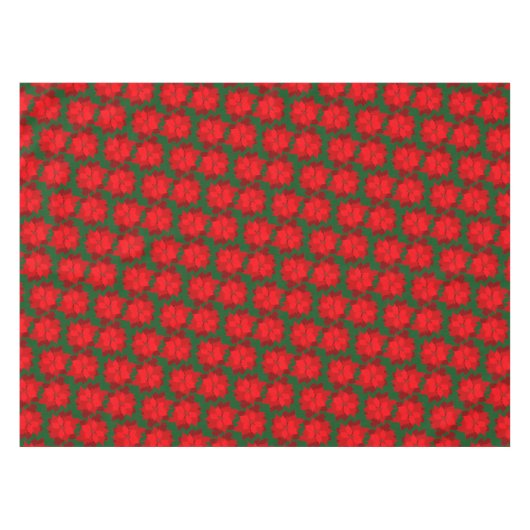 赤い上の緑のポインセチアフローラ休日テーブルクロス テーブルクロス (正面(横))