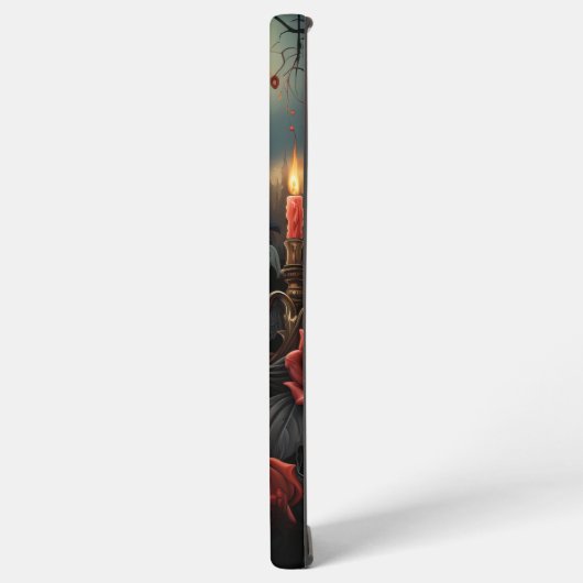 赤い不気味バラの付いたゴシック風の燭台 SAMSUNG GALAXYケース (左側面)