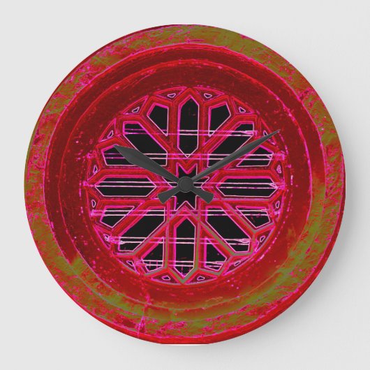 赤い中世窓の時計 ラージ壁時計 (正面)