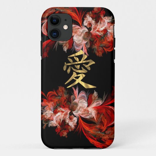 赤い中国のフラクタルのラブシンボル Case-Mate iPhoneケース (裏面)