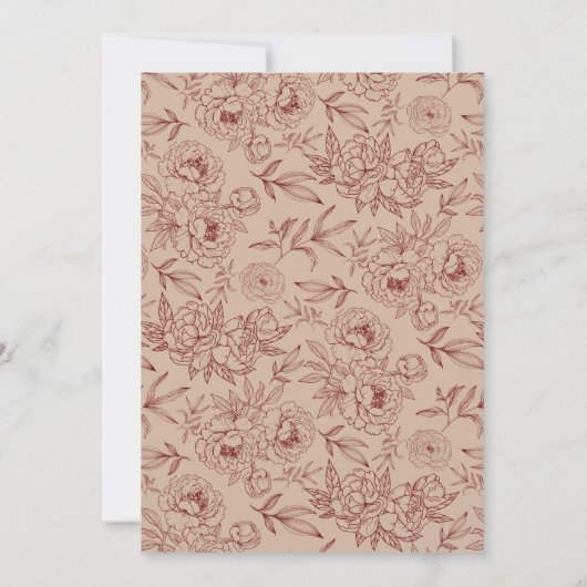 赤い中国のフローラの結婚写真日付の保存 セーブザデート (裏面)