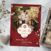 赤い中国のフローラの結婚写真日付の保存 セーブザデート