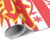 赤い中国の封筒デザインと繁栄のシンボル ラッピングペーパー (ロールコーナー)