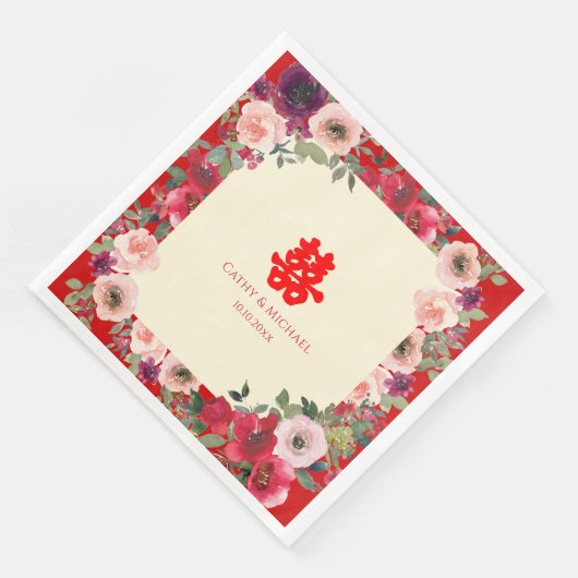 赤い中国の庭結婚のフローラの二重の幸福 (コーナー)