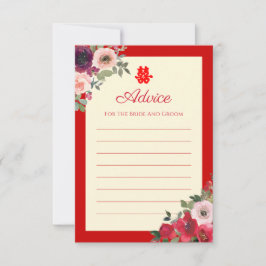 赤い中国の庭結婚のフローラの二重の幸福 アドバイスカード