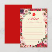 赤い中国の庭結婚のフローラの二重の幸福 アドバイスカード (正面/裏面)