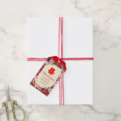 赤い中国の庭結婚のフローラの二重の幸福 ギフトタグ (より糸付き)